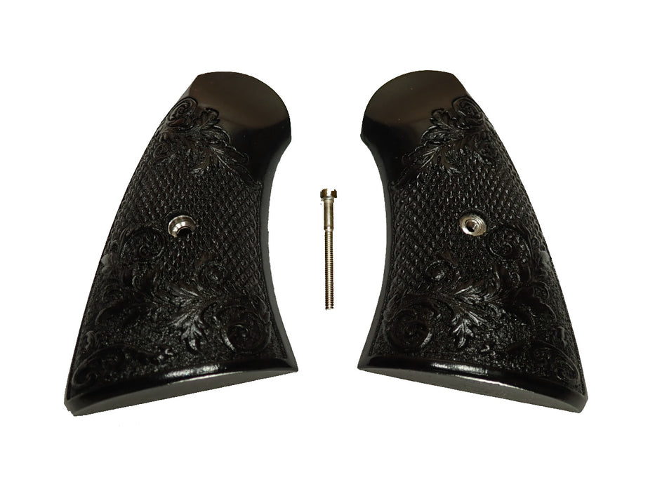 Ebony Floral Checkered Uberti Schofield Grips