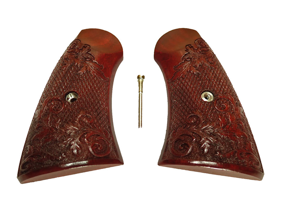 Rosewood Floral Checkered Uberti Schofield Grips
