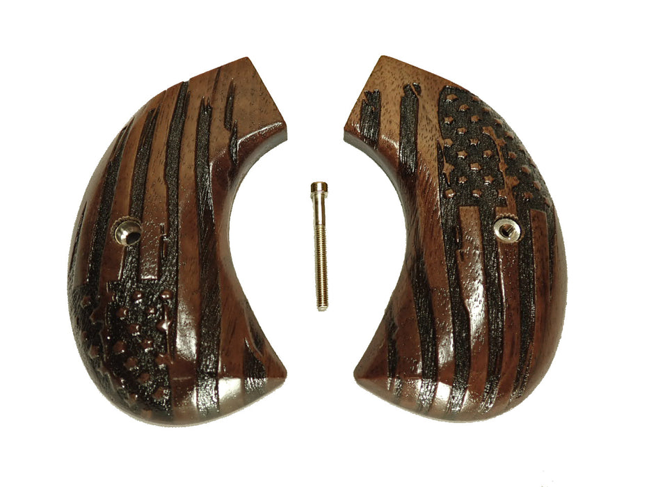 Walnut American Flag Ruger Vaquero Birdshead Grips