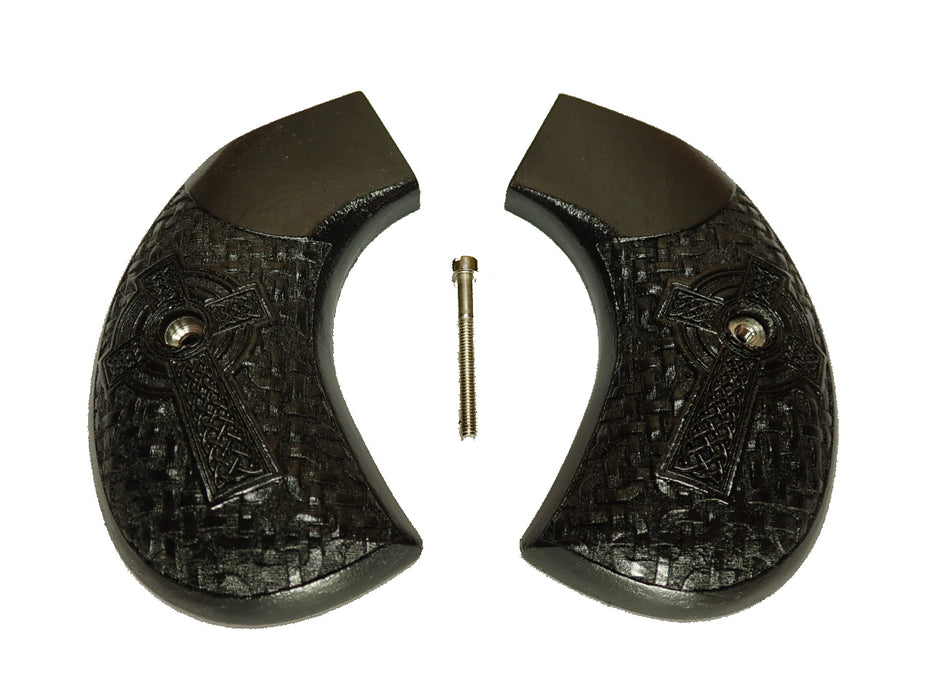 Ebony Braided Celtic Cross Ruger Vaquero Birdshead Grips