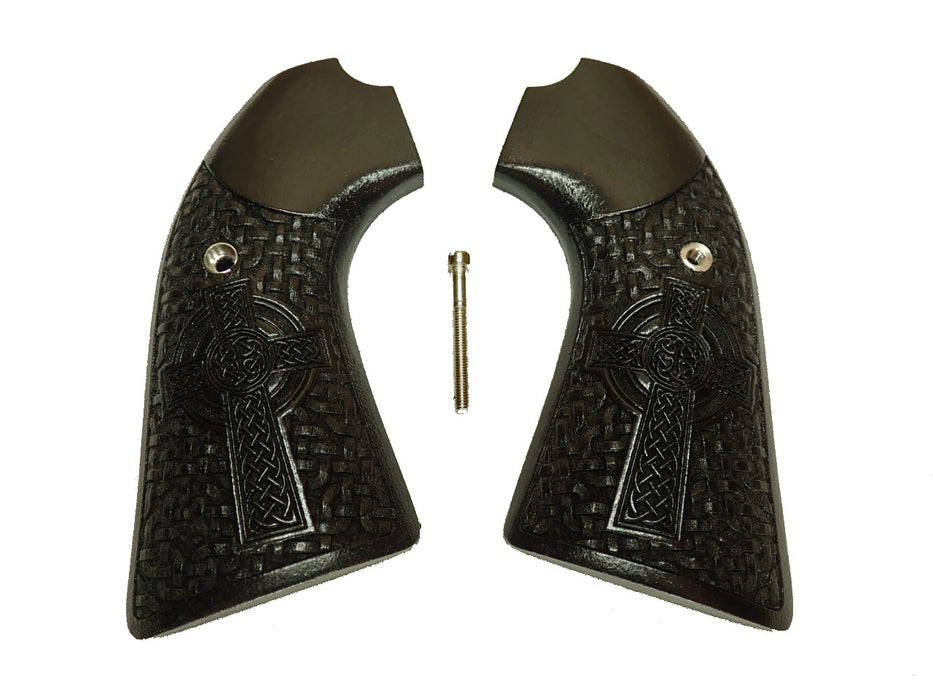 Ebony Braided Celtic Cross Ruger Vaquero Bisley Grips
