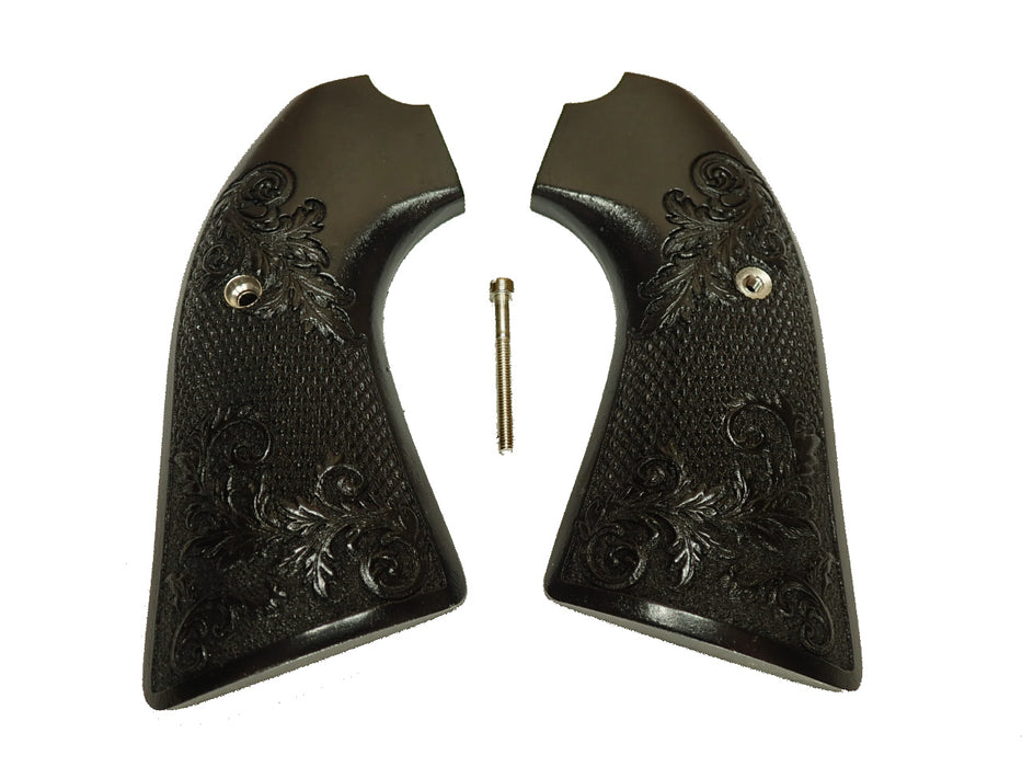 Ebony Floral Checkered Ruger Vaquero Bisley Grips