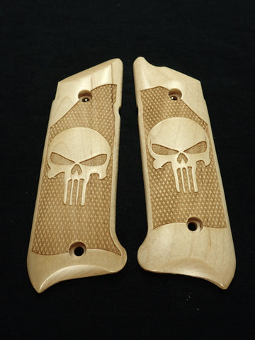 --Maple Punisher Ruger Mark IV Grips Checkered Engraved Textured #2