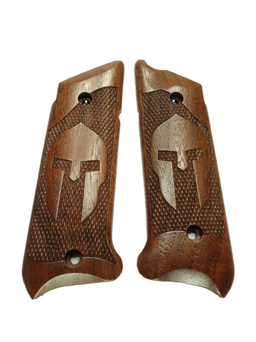 --Walnut Spartan Ruger Mark IV Grips Checkered Engraved Textured