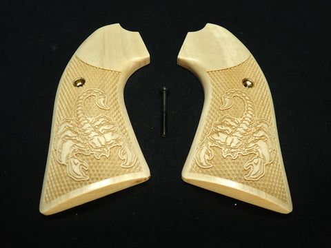 --Maple Scorpion Ruger Vaquero Bisley Grips Checkered Engraved Textured