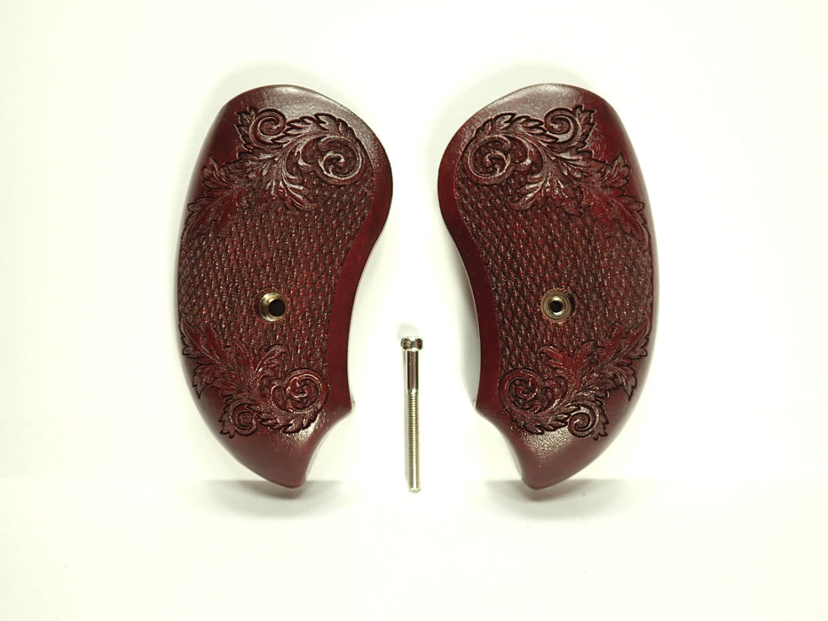 Rosewood Floral Checkered Extended Bond Arms Derringer Grips
