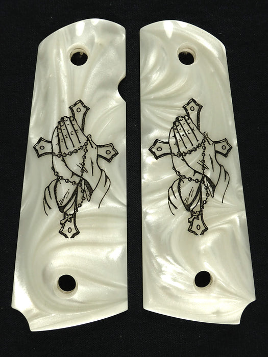 Pearl Praying Hands 1911 Grips (Full Size)