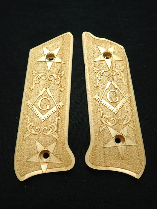 Maple Masonic Ruger Mark II/III Grips