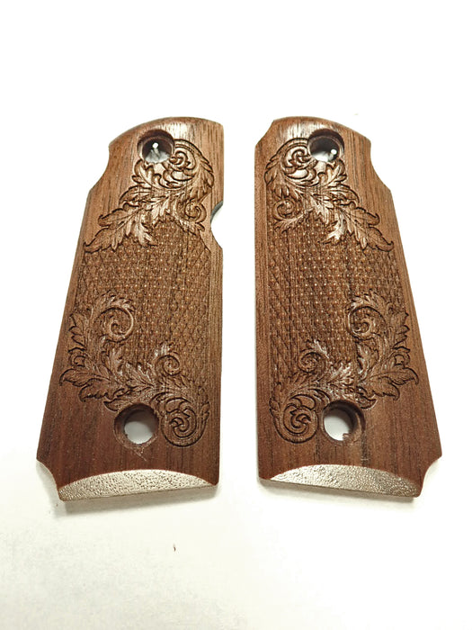Walnut Floral Checkered Kimber Micro 380 Grips