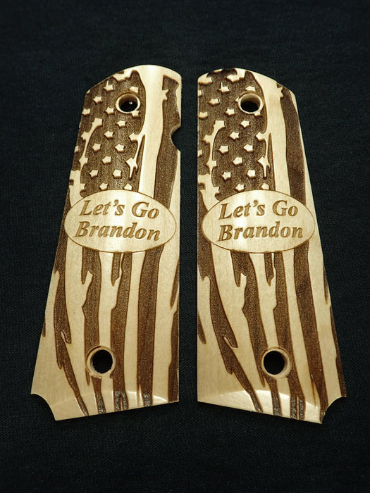 Maple "Lets Go Brandon" 1911 Grips (Full Size)