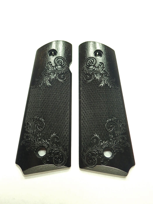 Ebony Floral Checkered 1911 Grips (Full Size) X