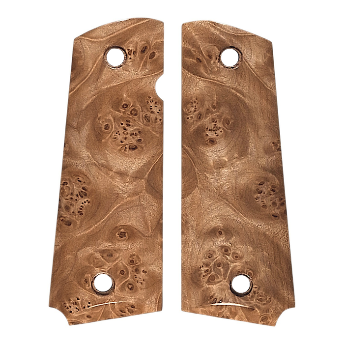 Finished Maple Burl Full Size 1911 Grips #1