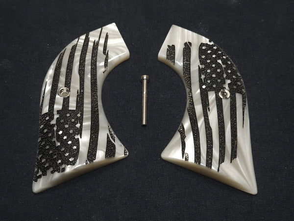 Pearl American Flag Engraved Ruger Vaquero/Blackhawk/Wrangler Grips Textured