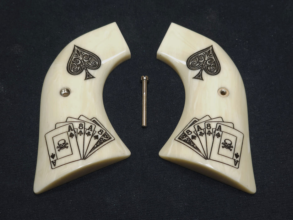 Faux Ivory Dead Man's Hand Ruger Vaquero/Blackhawk/Wrangler Grips