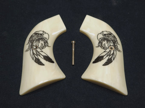 Ivory Eagle Engraved Ruger Vaquero/Blackhawk/Wrangler Grips Textured