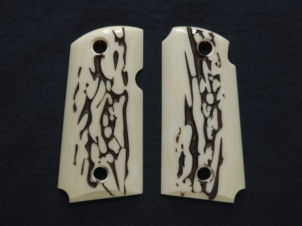 Faux Stag Engraved Kimber Micro 9 Grips