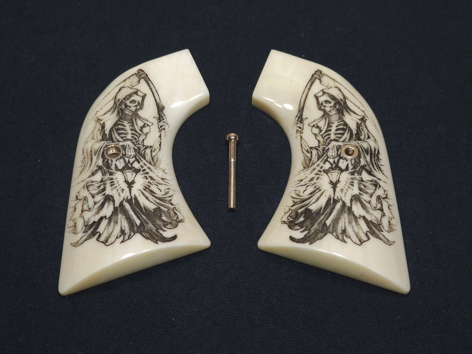 Faux Ivory Grim Reaper Ruger New Vaquero Grips