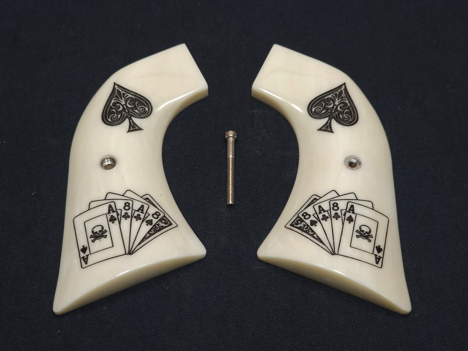 Faux Ivory Dead Man's Hand Ruger Super Blackhawk Grips