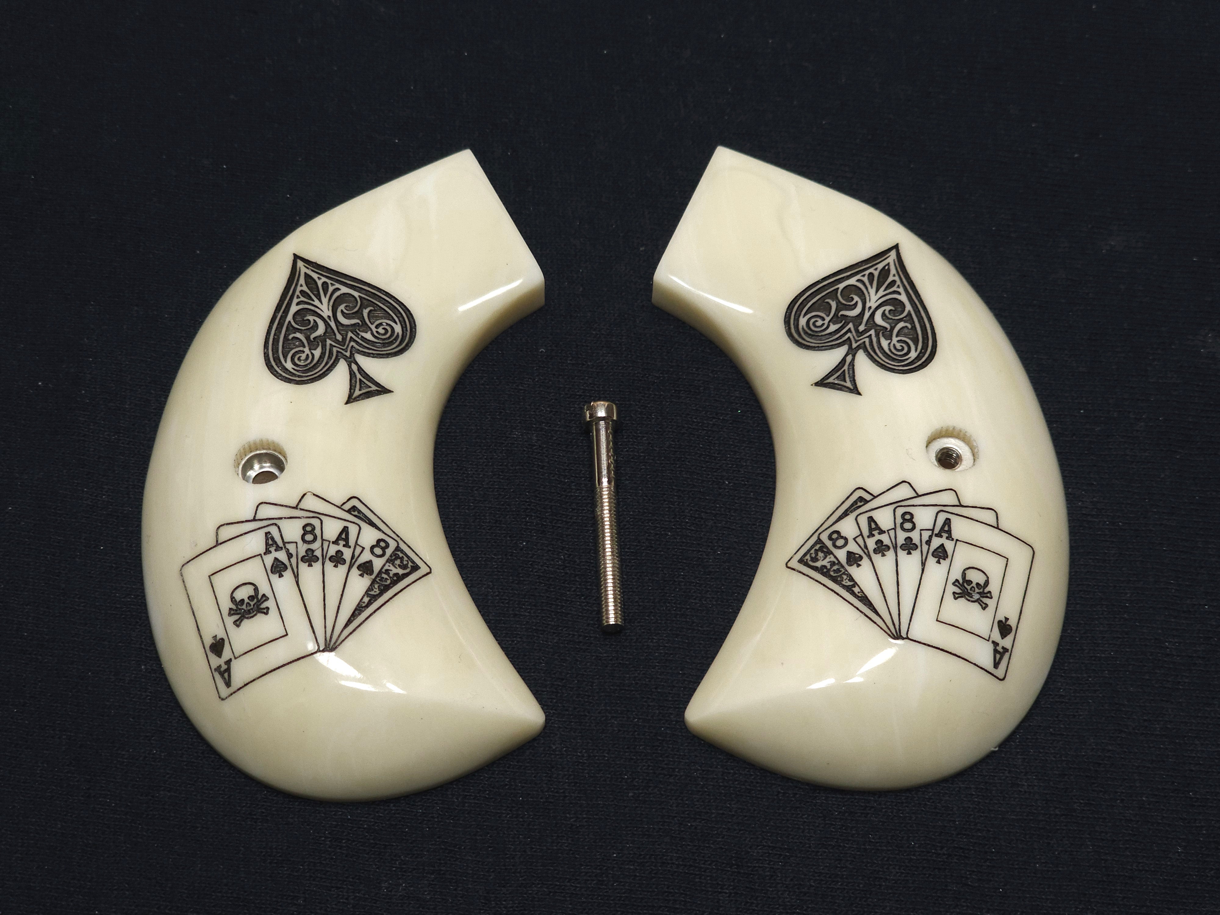 thumbnail image 2 of PMGNC Faux Ivory Grips For Ruger Wrangler, Super Wrangler, New Vaquero Birdshead – Polymer/Wood 2 of 2