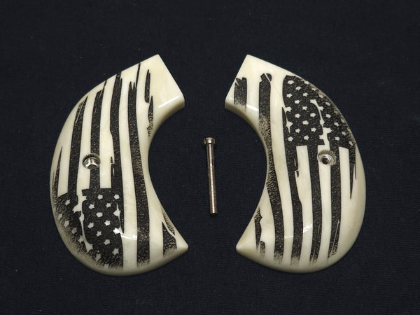 Faux Ivory American Flag Ruger Vaquero Birdshead Grips