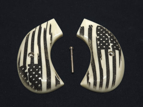 Ivory American Flag Ruger Vaquero Birdshead Textured Engraved