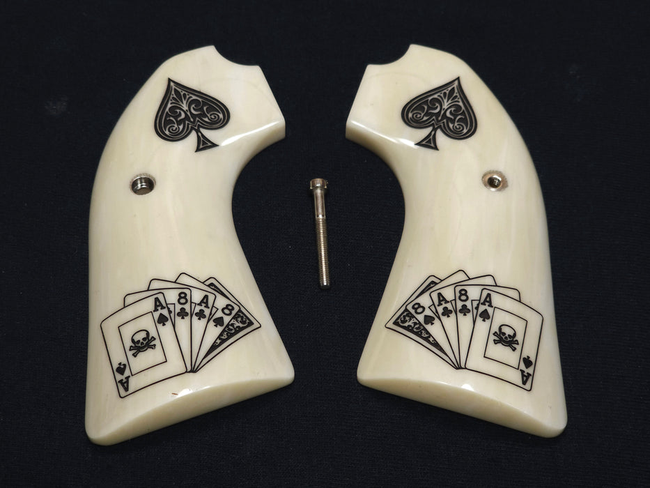 Faux Ivory Dead Man's Hand Ruger Bisley Grips
