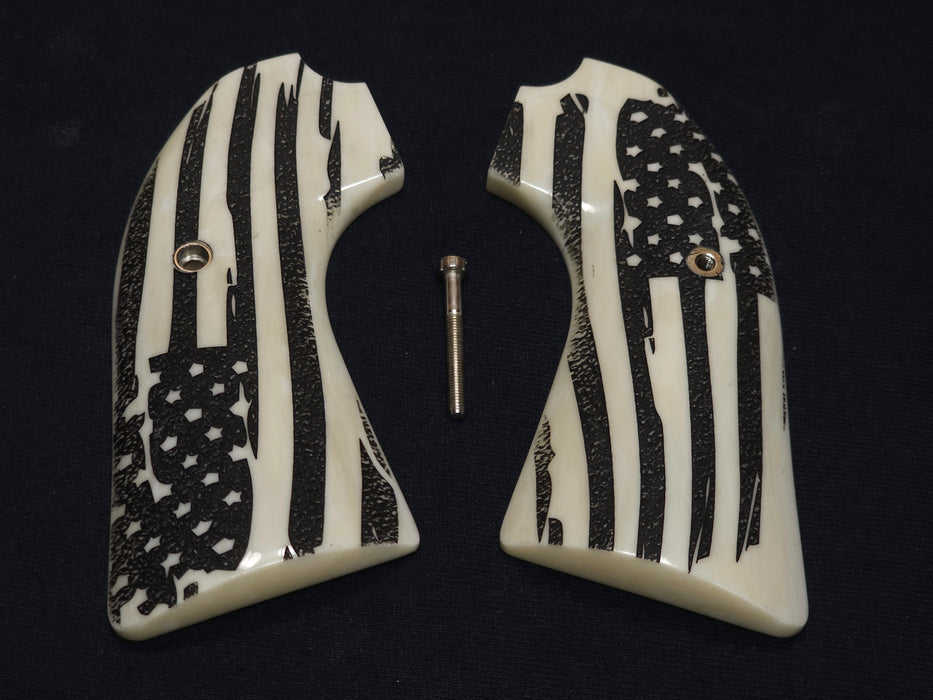 Faux Ivory American Flag Ruger Bisley Grips