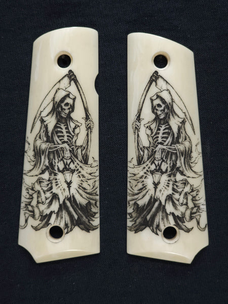 Faux Ivory Grim Reaper Grips Compatible/Replacement for Browning 1911-22 1911-380