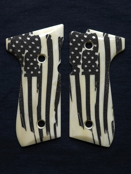 Faux Ivory American Flag Beretta 92fs Grips