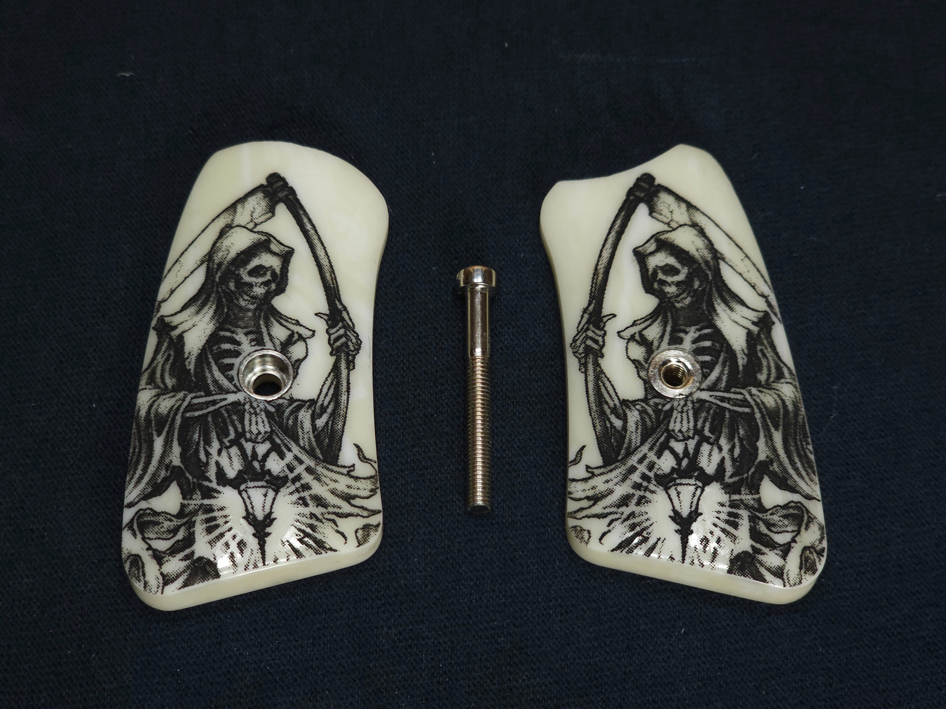 Faux Ivory Grim Reaper Ruger Sp101 Grip Inserts – LS Grips