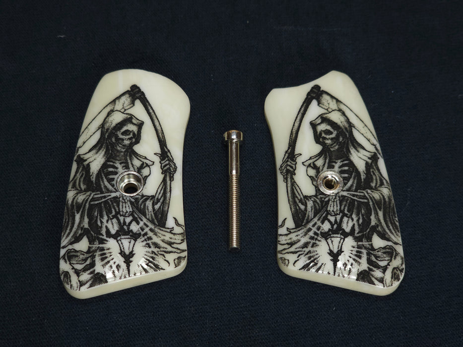 Faux Ivory Grim Reaper Ruger Sp101 Grip Inserts