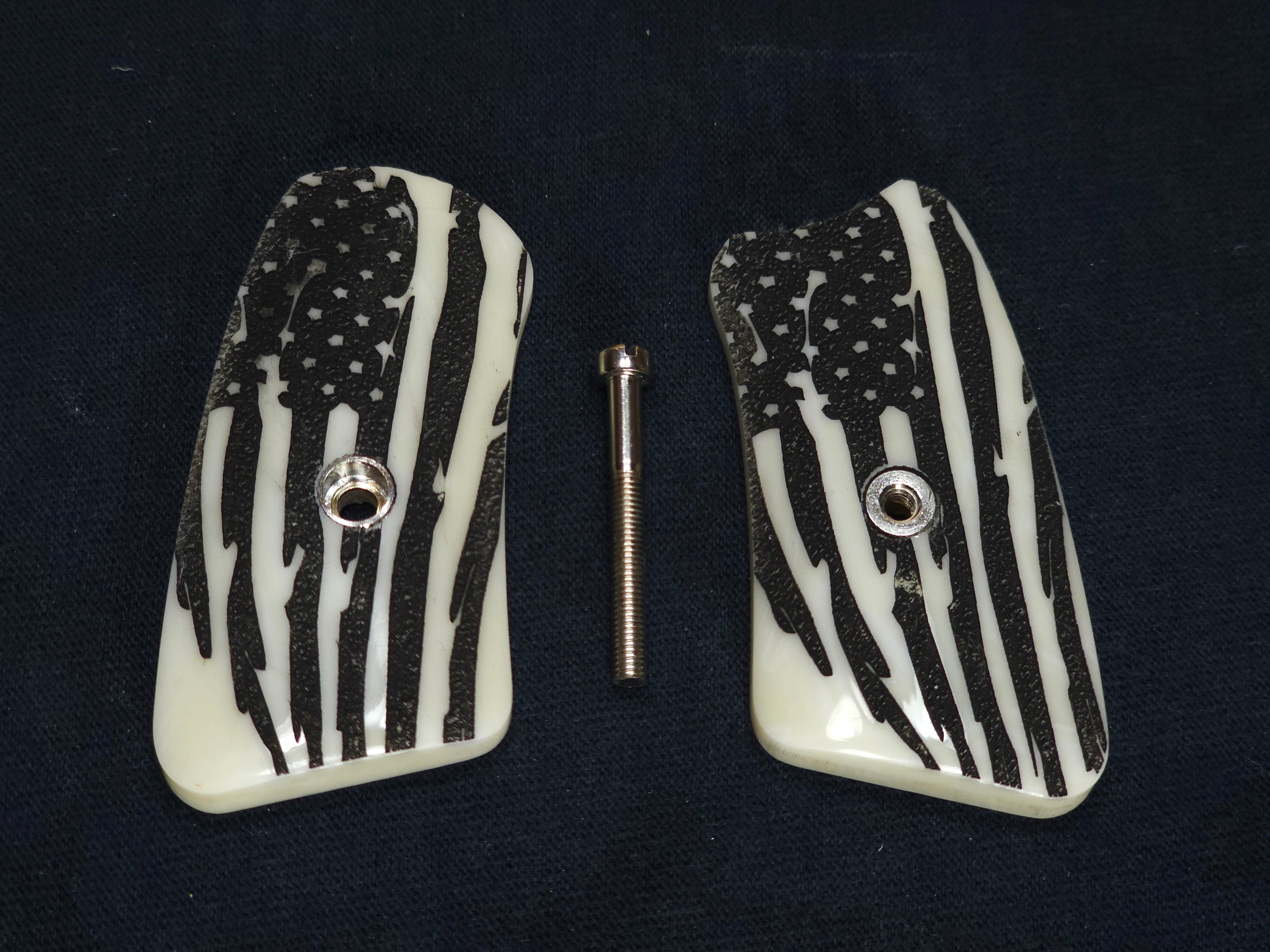 Faux Ivory American Flag Ruger Sp101 Grip Inserts Engraved Textured Ch ...