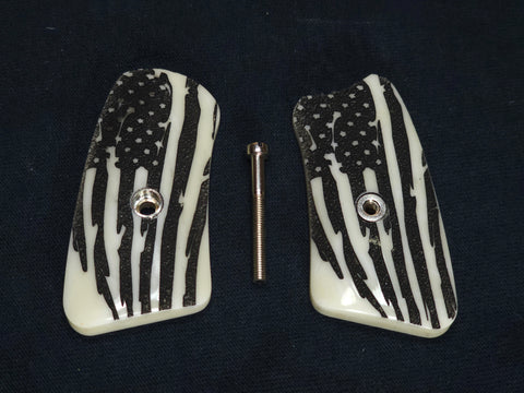 Faux Ivory American Flag Ruger Sp101 Grip Inserts Engraved Textured Checkered