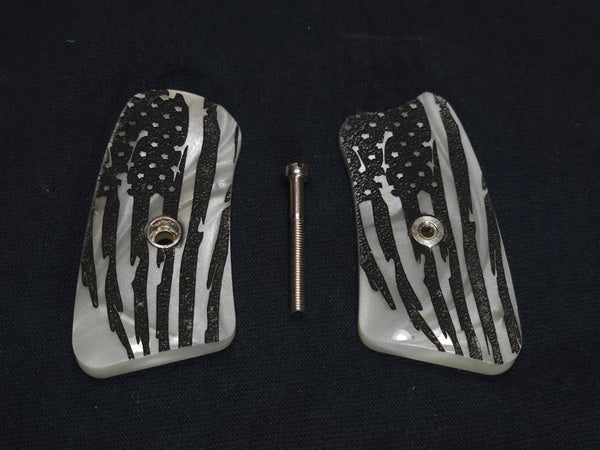 Pearl American Flag Ruger Sp101 Grip Inserts Engraved Textured Checkered