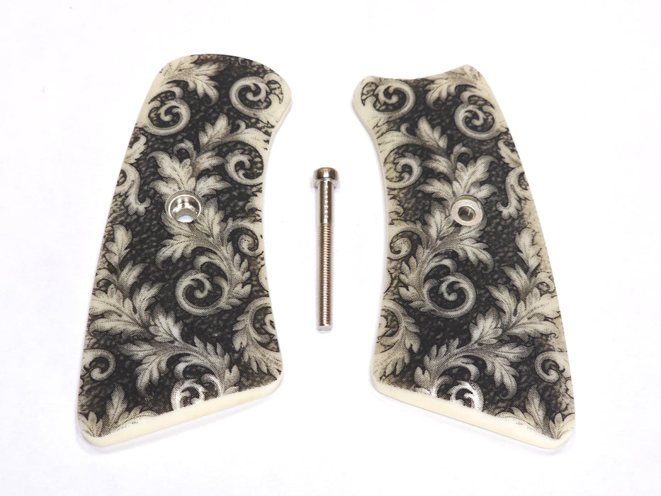 Faux Ivory Floral Scroll Ruger Gp100 Grip Inserts X