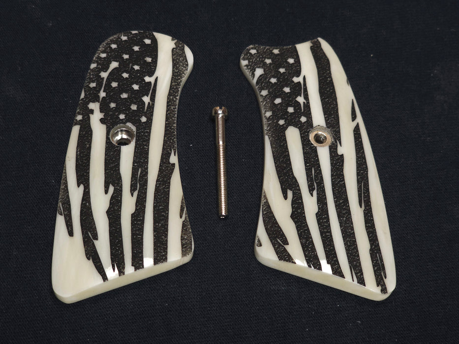 Faux Ivory American Flag Ruger Gp100 Grip Inserts