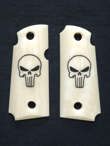 Ivory Punisher Kimber Micro 380 Grips Engraved Textured Checkered