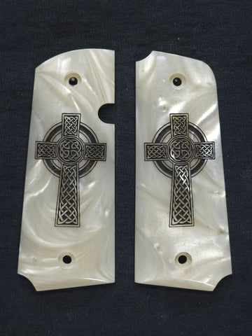 Pearl Celtic Cross Rock Island 380 1911 Grips