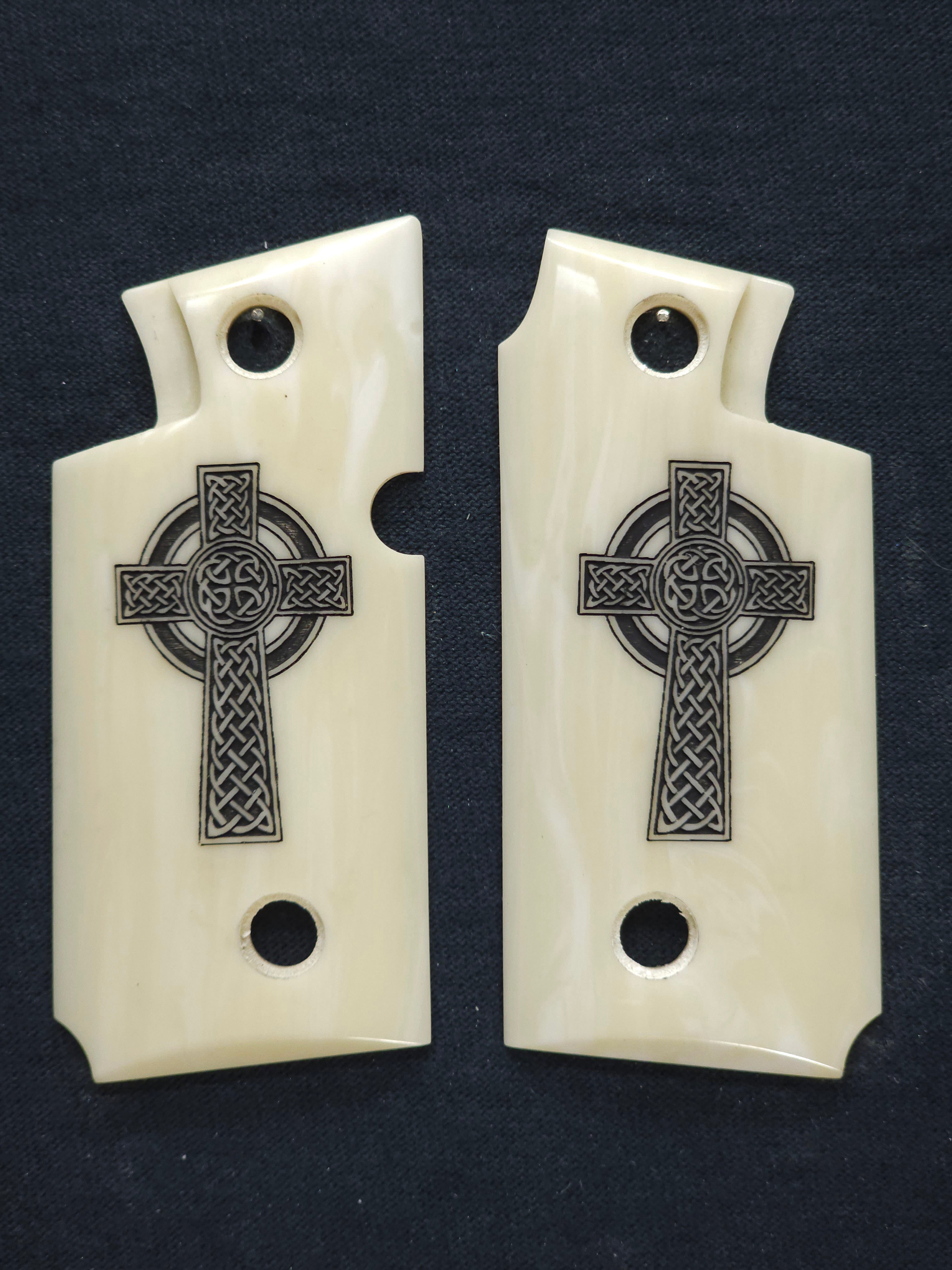 Ivory Celtic Cross Springfield Armory 911 .380 Grips – LS Grips