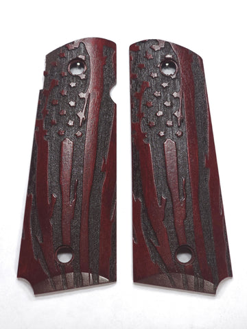 CLEARANCE-Rosewood American Flag 1911 Grips (Full Size)