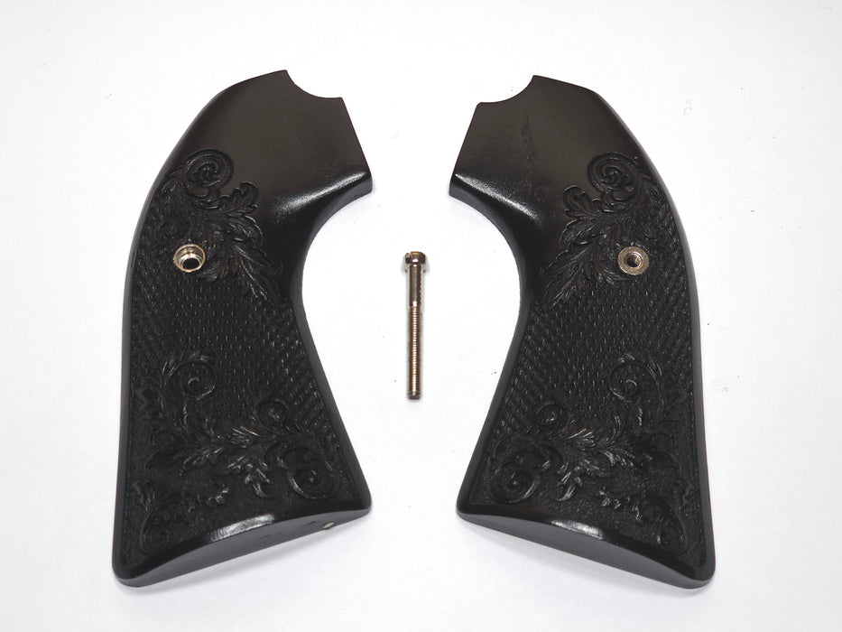 CLEARANCE- Ebony Floral Checkered Ruger Vaquero Bisley Grips