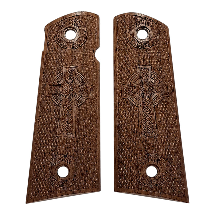 CLEARANCE - Walnut Celtic Cross #2 1911 Grips (Full Size)