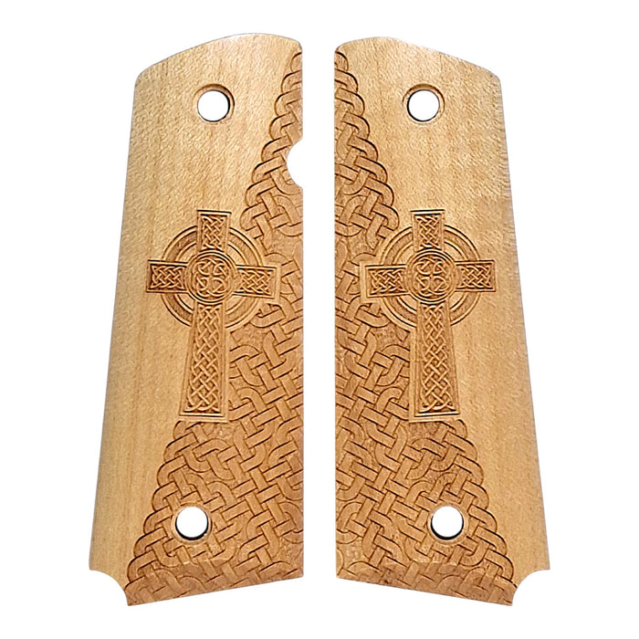 CLEARANCE - Maple Celtic Cross / Weave 1911 Grips (Full Size)