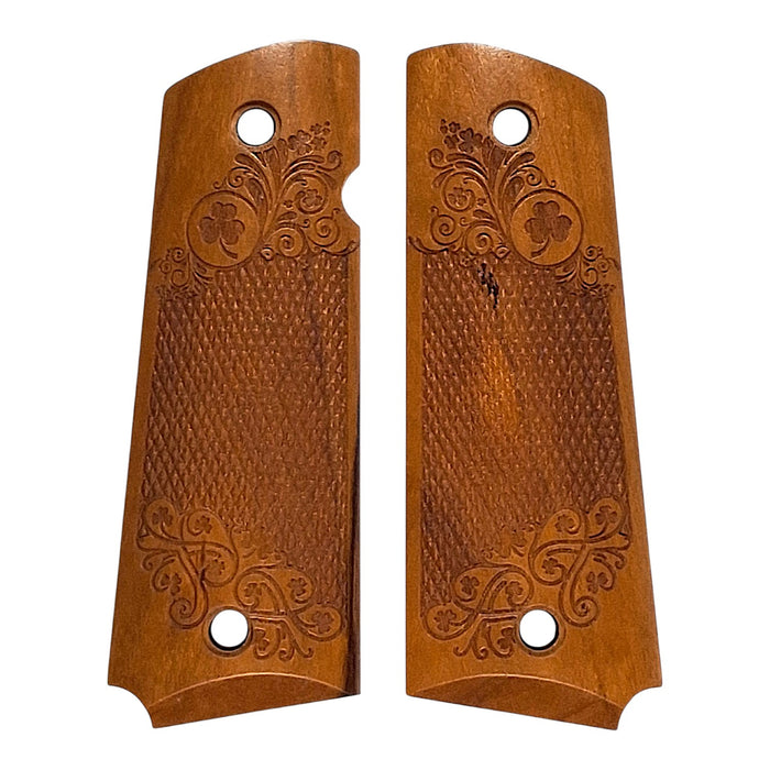 CLEARANCE - Cherry Shamrock Checkered 1911 Grips (Full Size)