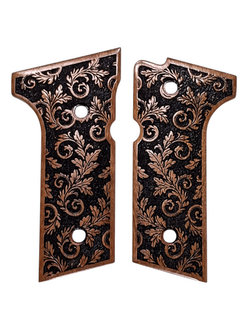 Cherry Inked Floral Beretta 92x,Vertec, M9A3 Grips Engraved Textured