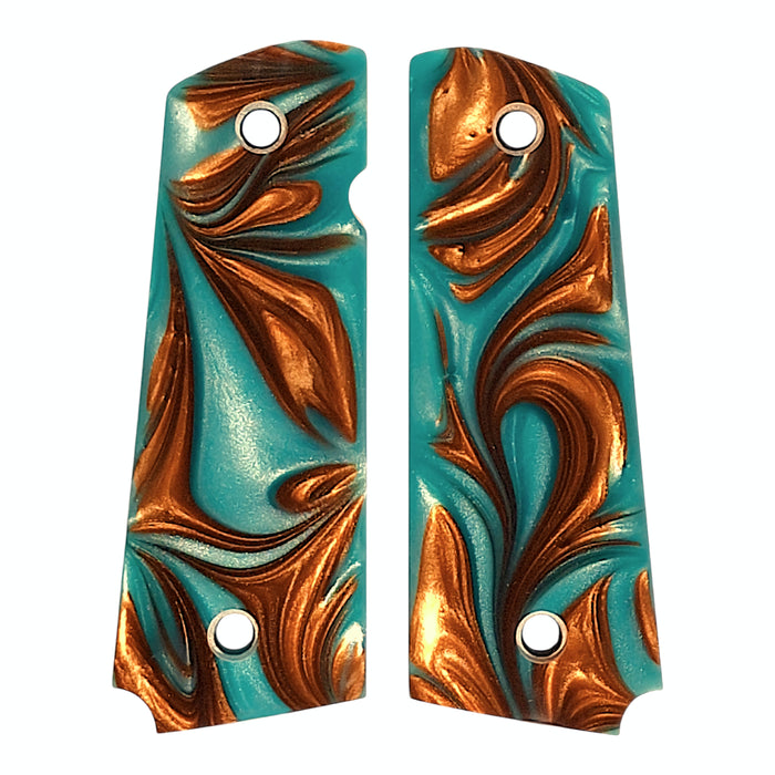 Copper & Turquoise Pearl 1911 Grips (Full Size)