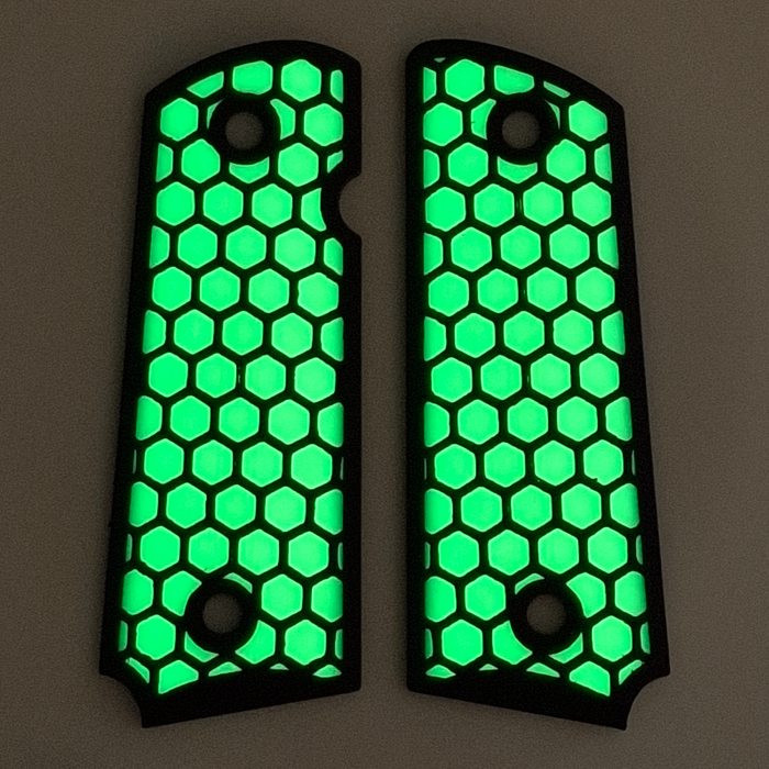 Glow in the Dark Honeycomb Printed 1911 Grips (Compact)
