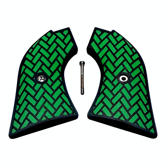 Green & Black Weave Printed Heritage Rough Rider Grips