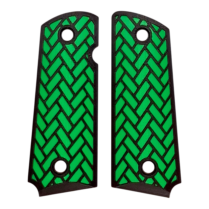 Green & Black Weave Printed 1911 Grips (Compact)