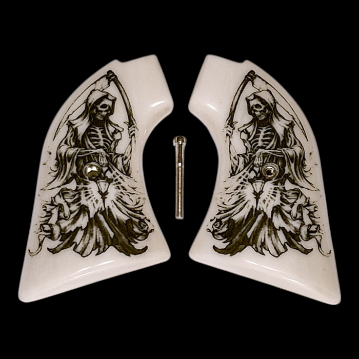 Faux Ivory Grim Reaper Heritage Rough Rider Grips